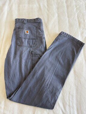 Carhartt Relaxed Fit Carpenter Pants Men's 36x36 Gray Canvas Utility Workwear